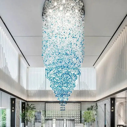 Modern black leaf crystal led chandelier staircase pendant light