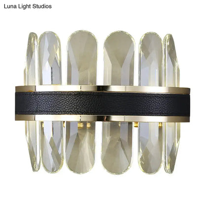 Modern black leather and crystal wall lamp bedroom 220v-240v light