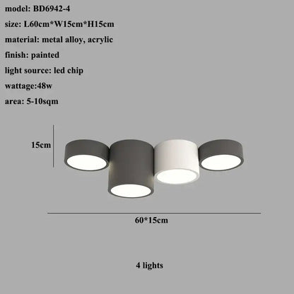 Modern black led ceiling lamp for living room with circular bulbs