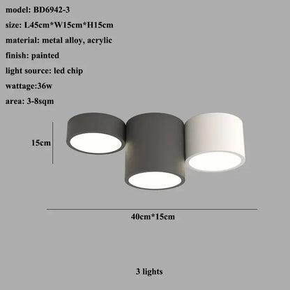 Modern black led ceiling lamp for living room with circular bulbs