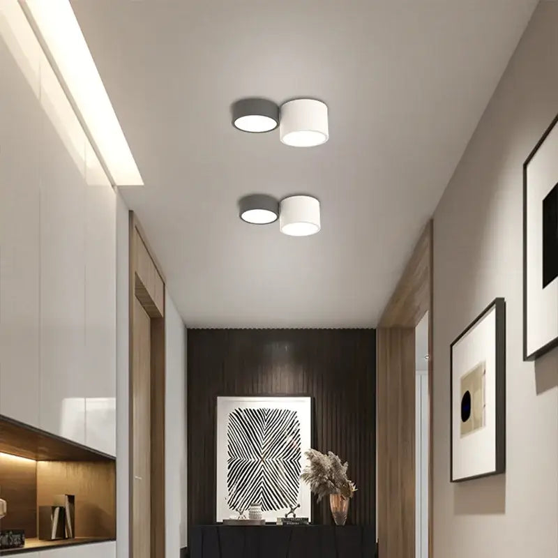 Modern black led ceiling lamp for living room with circular bulbs