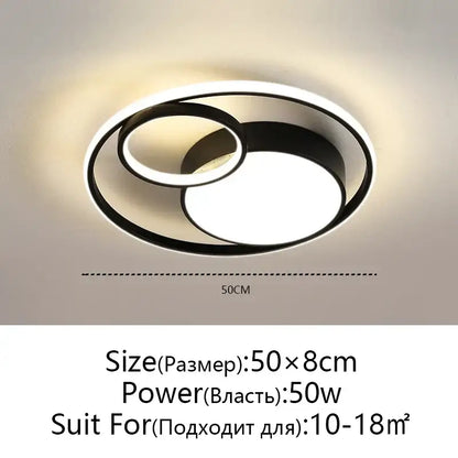 Modern black led ceiling lights concentric ring living room light