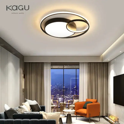 Modern black led ceiling lights concentric ring living room light