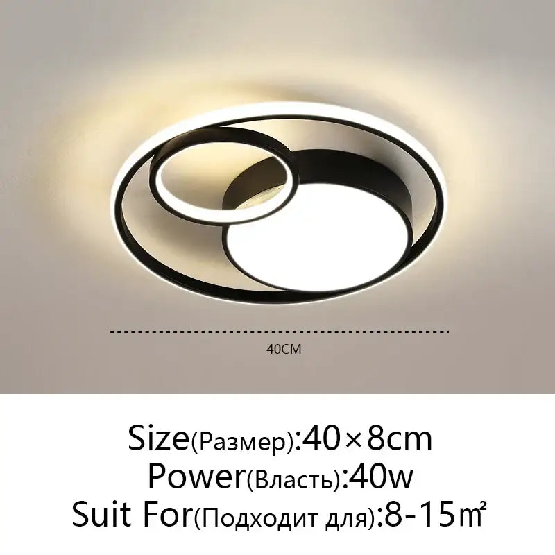Modern black led ceiling lights concentric ring living room light