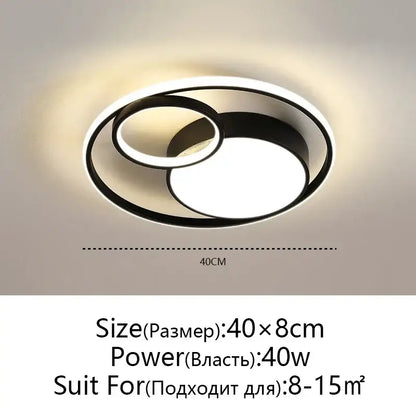 Modern black led ceiling lights concentric ring living room light