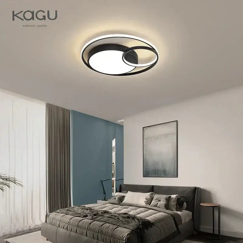 Modern black led ceiling lights concentric ring living room light