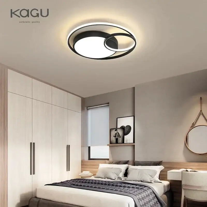 Modern black led ceiling lights concentric ring living room light