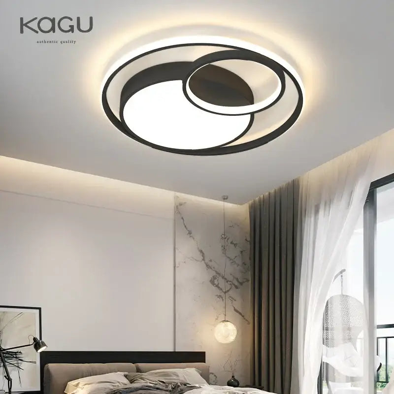 Modern black led ceiling lights concentric ring living room light