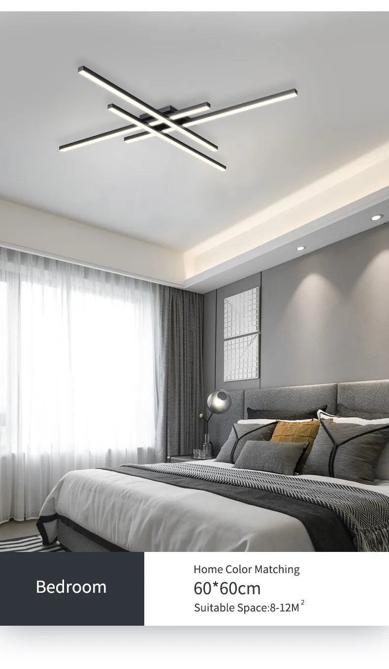 DecorBites™ Modern Black LED Chandelier Lights for Bedroom and Living Room