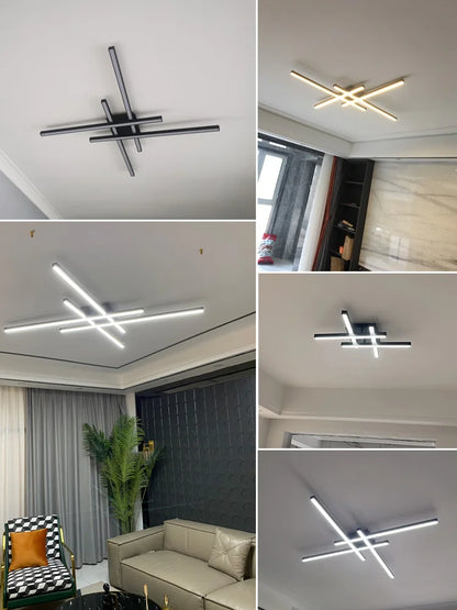DecorBites™ Modern Black LED Chandelier Lights for Bedroom and Living Room