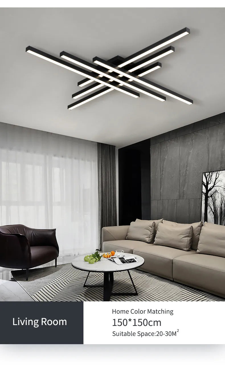 DecorBites™ Modern Black LED Chandelier Lights for Bedroom and Living Room