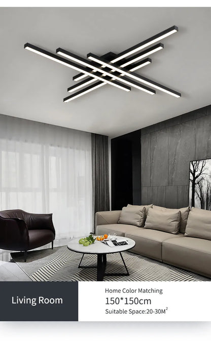DecorBites™ Modern Black LED Chandelier Lights for Bedroom and Living Room