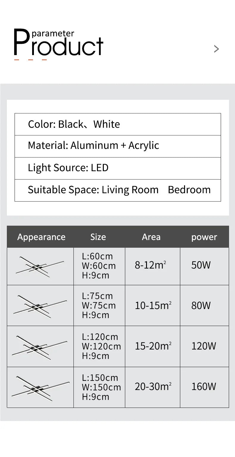 DecorBites™ Modern Black LED Chandelier Lights for Bedroom and Living Room