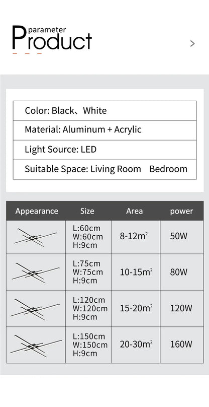 DecorBites™ Modern Black LED Chandelier Lights for Bedroom and Living Room