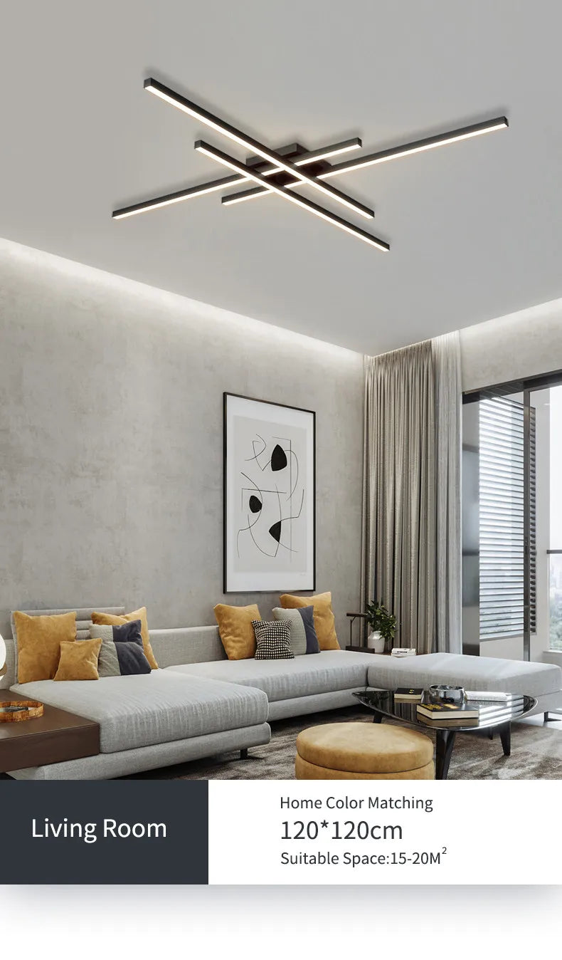 DecorBites™ Modern Black LED Chandelier Lights for Bedroom and Living Room