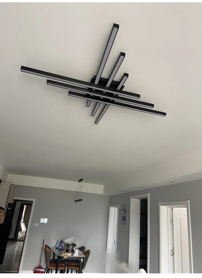 DecorBites™ Modern Black LED Chandelier Lights for Bedroom and Living Room