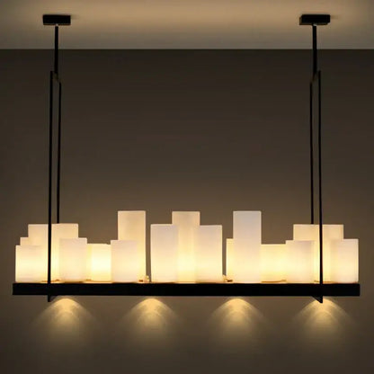 Modern black led chandelier with wine glass rack dining room