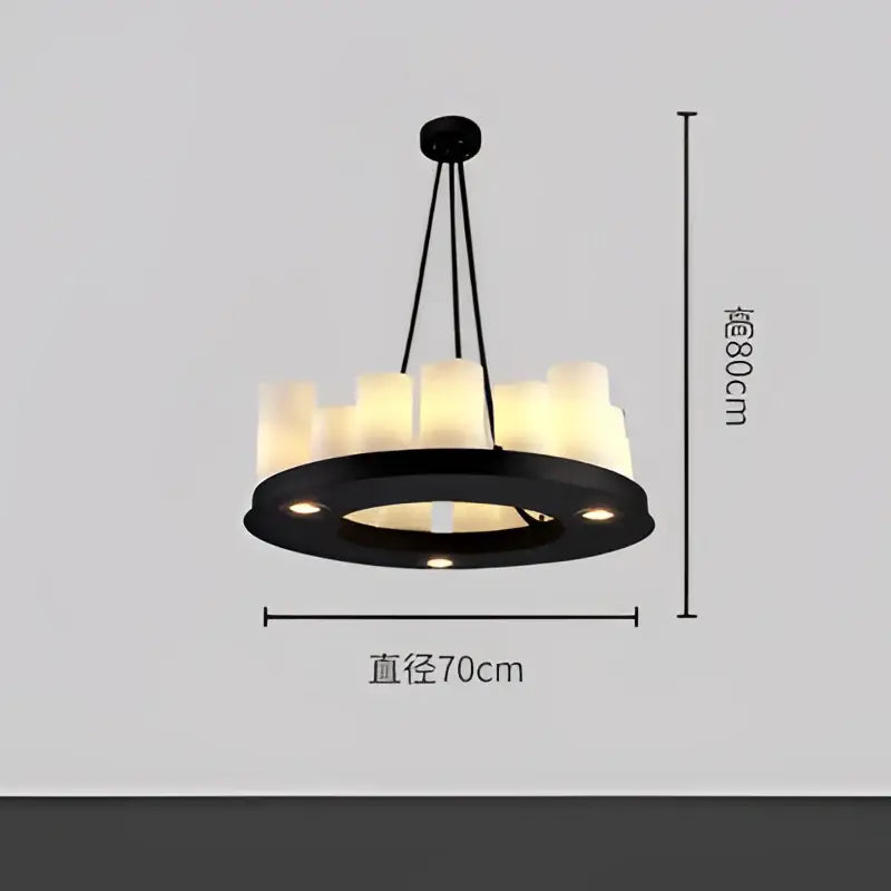 Modern black led chandelier with wine glass rack dining room