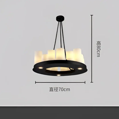 Modern black led chandelier with wine glass rack dining room