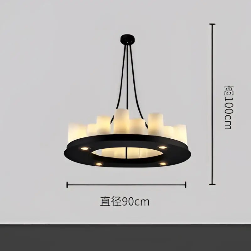 Modern black led chandelier with wine glass rack dining room