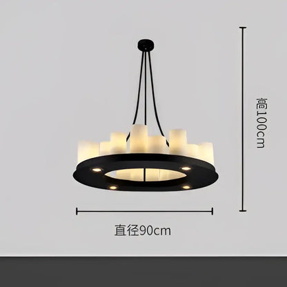Modern black led chandelier with wine glass rack dining room