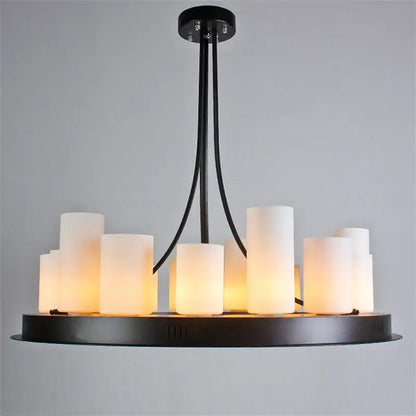 Modern black led chandelier with wine glass rack dining room
