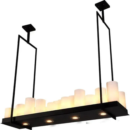 Modern black led chandelier with wine glass rack dining room