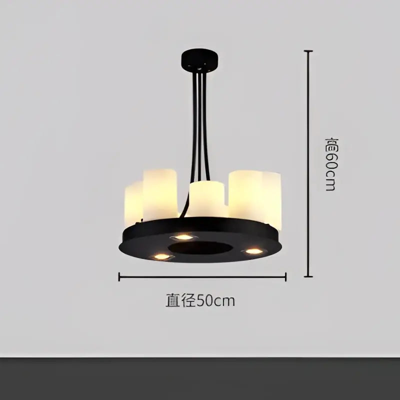 Modern black led chandelier with wine glass rack dining room