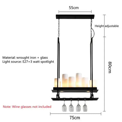 Modern black led chandelier with wine glass rack dining room