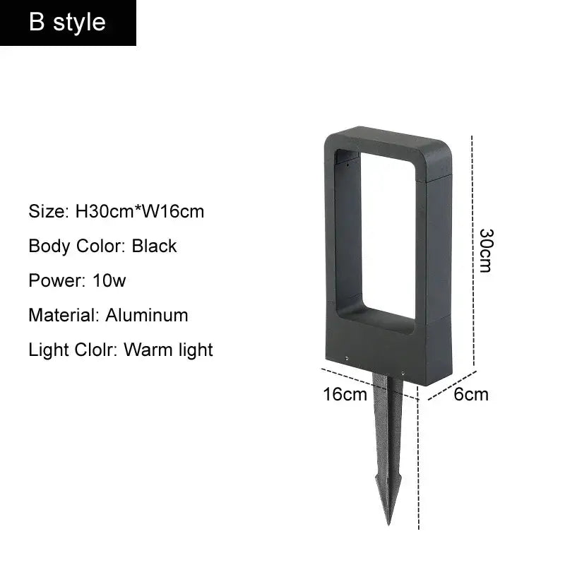 Modern black led garden light rectangular outdoor wall lamp
