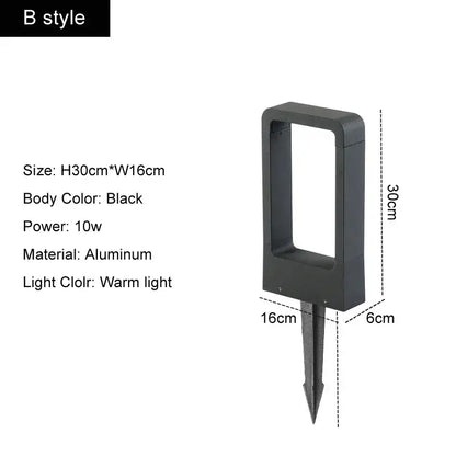 Modern black led garden light rectangular outdoor wall lamp