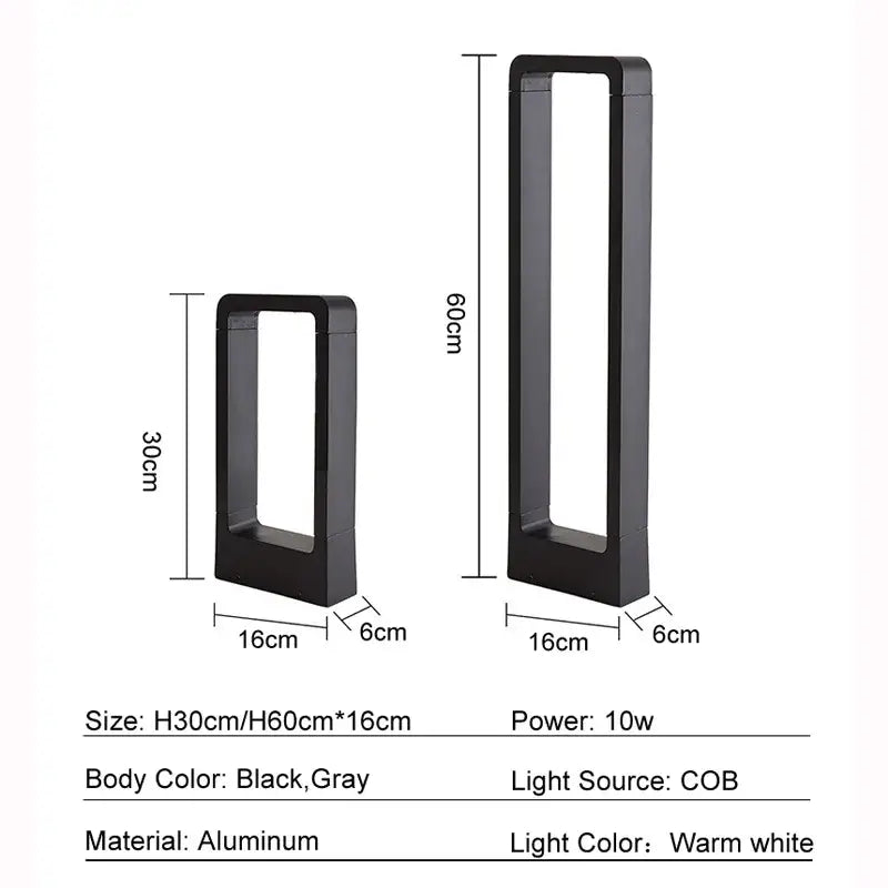 Modern black led garden light rectangular outdoor wall lamp