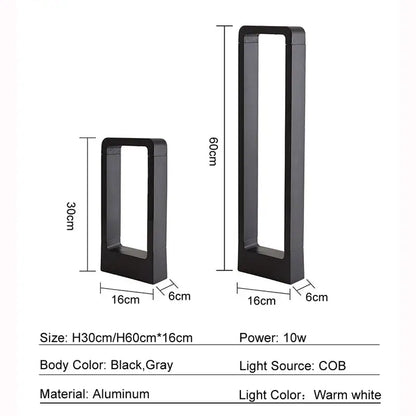 Modern black led garden light rectangular outdoor wall lamp