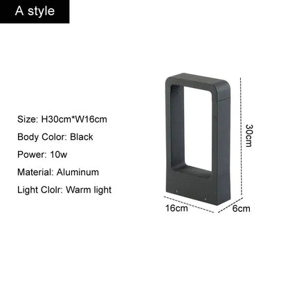 Modern black led garden light rectangular outdoor wall lamp