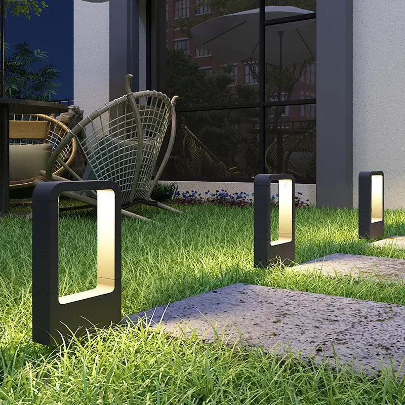 Modern black led garden light rectangular outdoor wall lamp