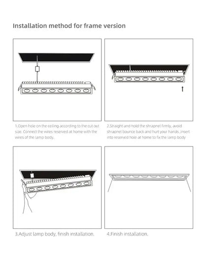 Modern black led grille downlight office recessed spot light