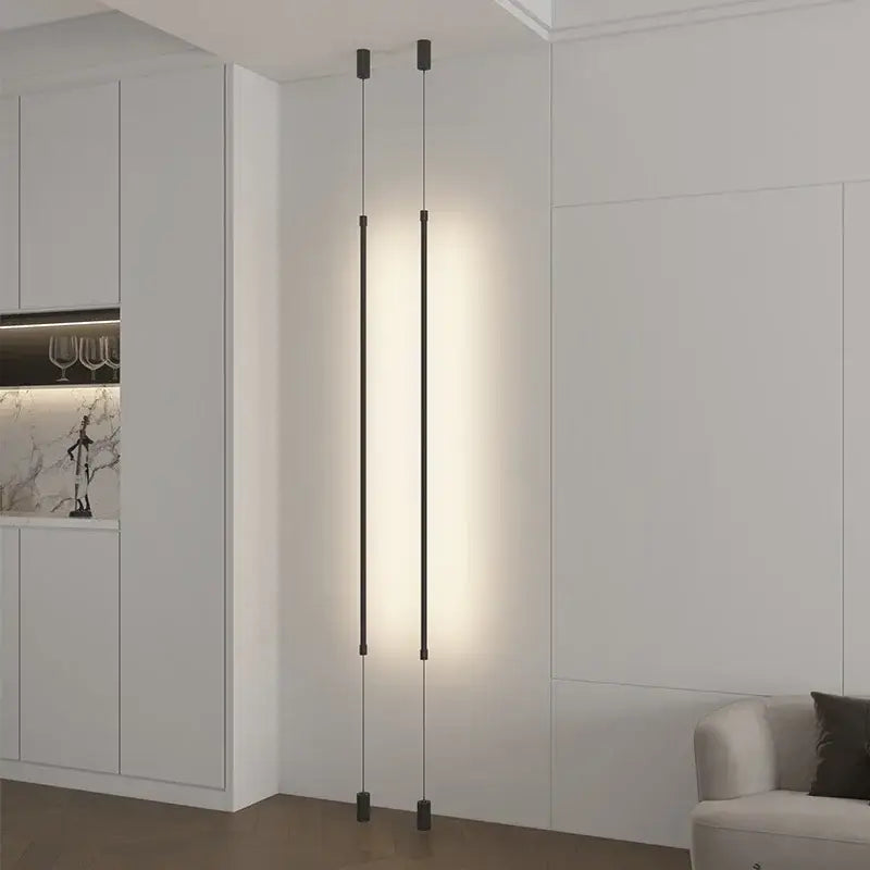 Modern black led pendant light for dining room minimalist rods