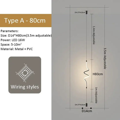 Modern black led pendant light for dining room minimalist rods