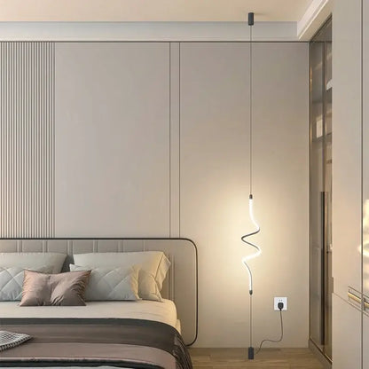 Modern black led pendant light for dining room minimalist rods