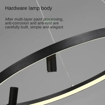 Modern black led ring chandelier pendant light for kitchen