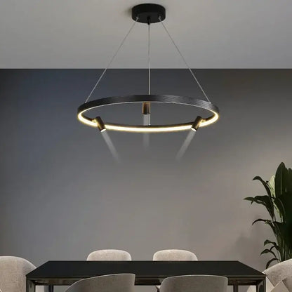 Modern black led ring chandelier pendant light for kitchen