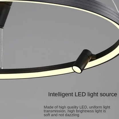 Modern black led ring chandelier pendant light for kitchen