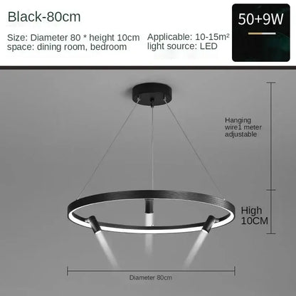 Modern black led ring chandelier pendant light for kitchen