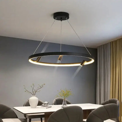 Modern black led ring chandelier pendant light for kitchen
