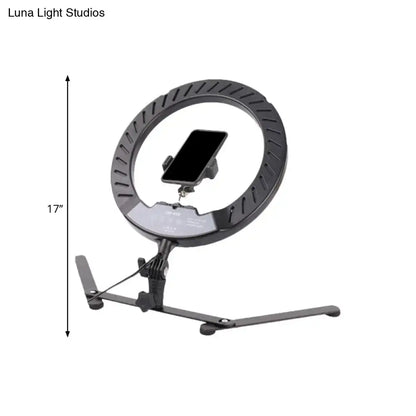 Modern black led ring flash lamp with metallic shade for bedroom
