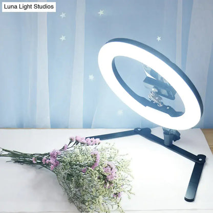 Modern black led ring flash lamp with metallic shade for bedroom