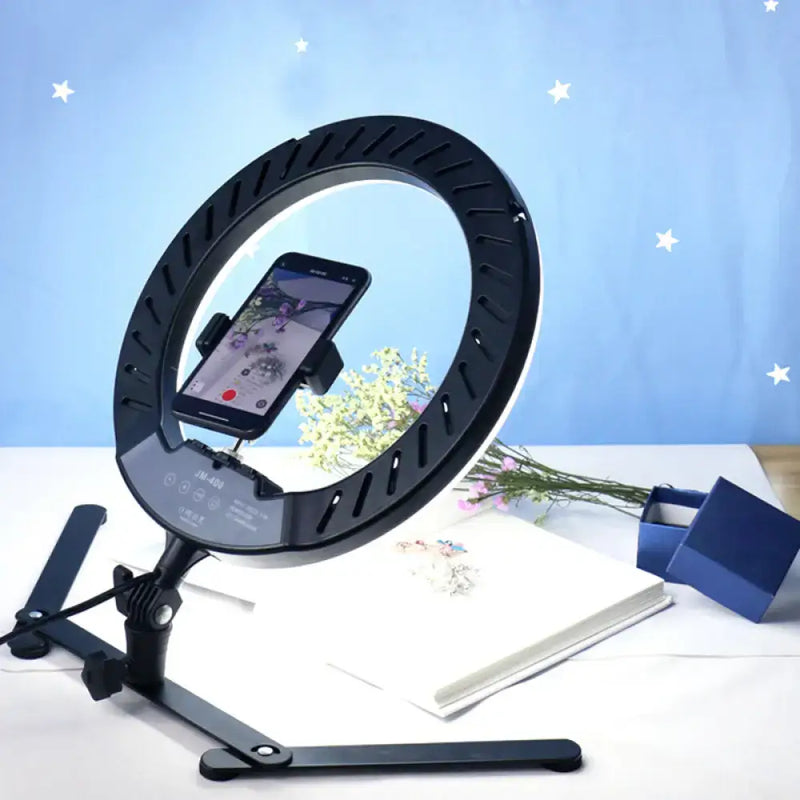 Modern black led ring flash lamp with metallic shade for bedroom