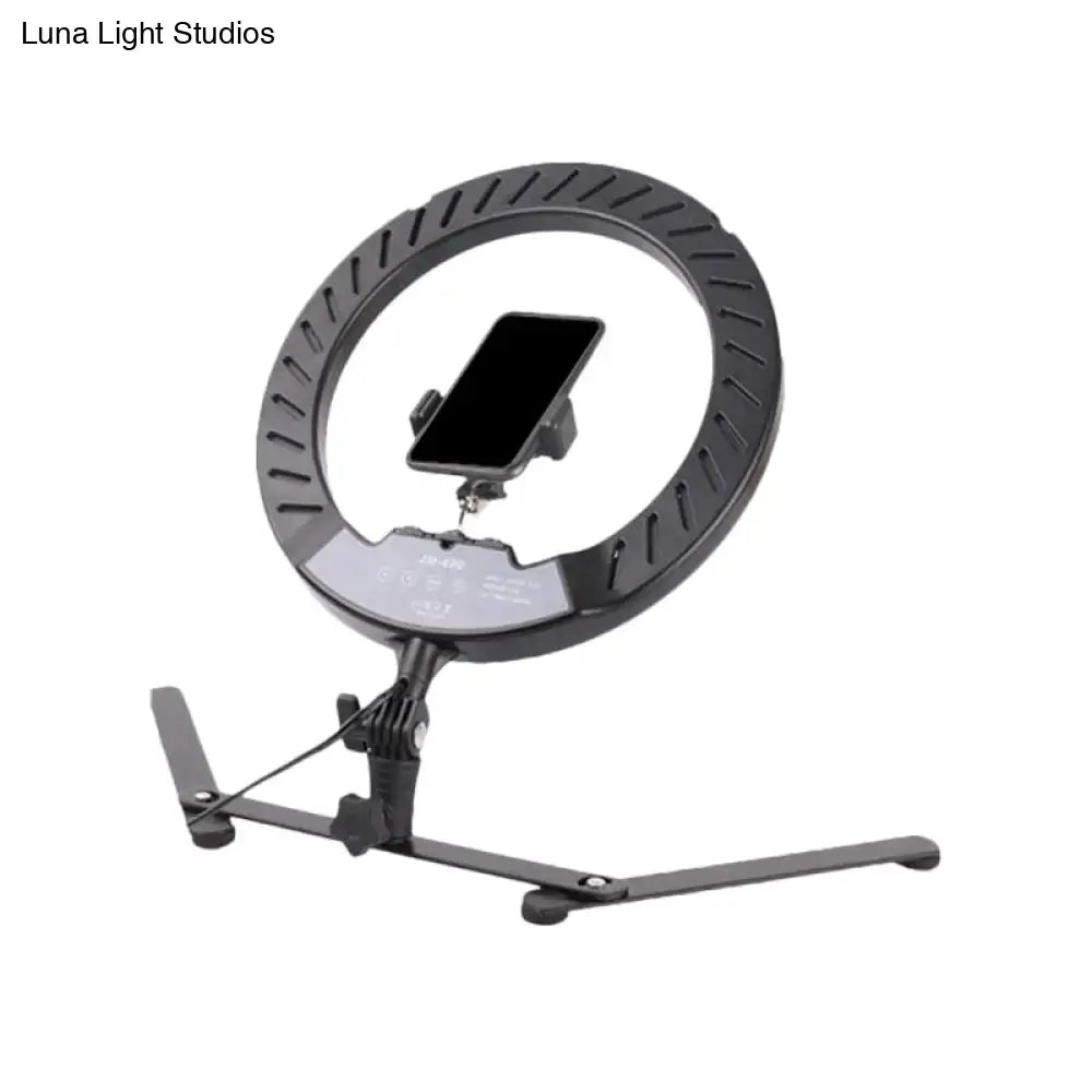 Modern black led ring flash lamp with metallic shade for bedroom