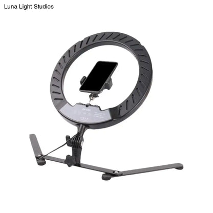Modern black led ring flash lamp with metallic shade for bedroom