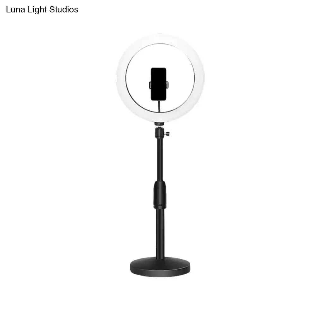 Modern black led ring flash light with phone holder bedroom lamp
